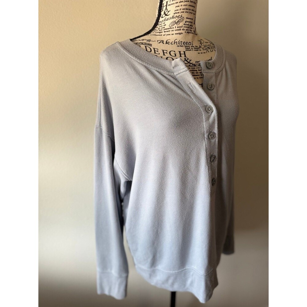 Athleta Balance Henley Sweatshirt minimalist Medium blue/Gray